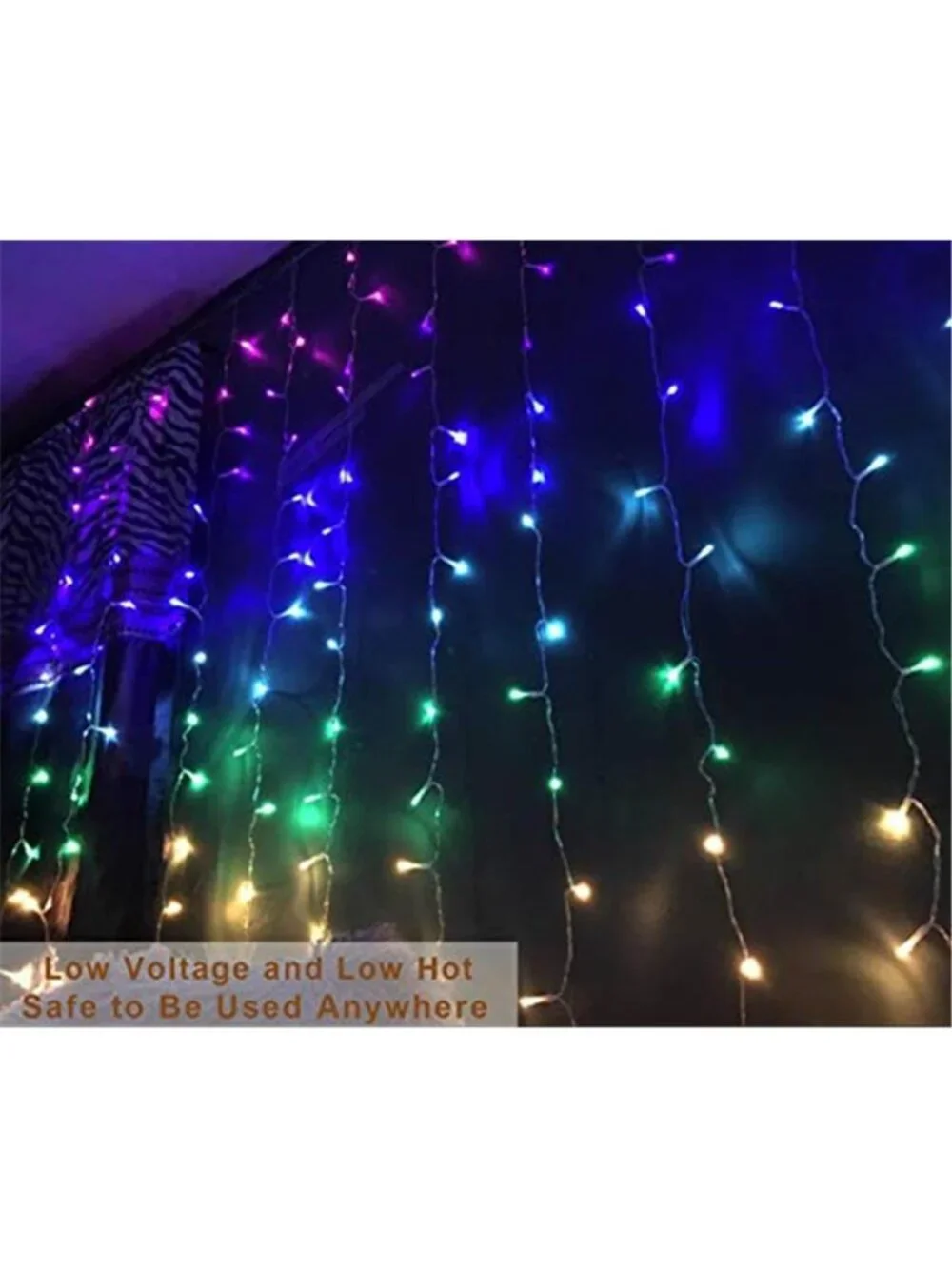 Rainbow LED Curtain Lights Remote Control Dimmable Fairy String Lights